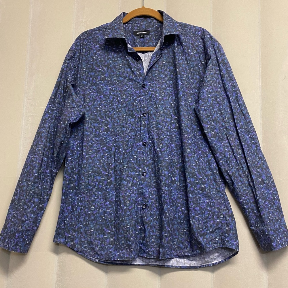 Jared Lang Men’s Shirt Size 16.5 Button Up Abstract Designer Quiet Luxury